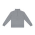 A grey unisex quarter zip jumper with long sleeves and a high collar. It features a central zip and ribbed cuffs.
