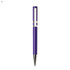 A purple plastic pen with a silver clip and accents, featuring a sleek design and a logo.