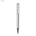 A metal pen in silver aluminium with a sleek design and a logo on the barrel.