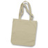 A beige canvas tote bag with two shoulder straps and a simple design, featuring a logo.