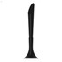 A black plastic pen with a sleek design, featuring a rounded tip and a stable base. It has a branding logo.