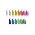 A selection of plastic pens in various colours, including transparent and bright shades, featuring different designs.