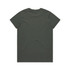 A dark green t-shirt with a plain back, made from soft fabric. It features a simple design and has a logo.