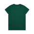 A green t-shirt with a classic crew neckline and short sleeves, featuring a logo on the back.