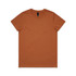 A plain t-shirt in a warm, earthy orange colour. It has a round neckline and a minimalist design.