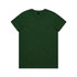 A green T-shirt with a crew neck and short sleeves, featuring a logo on the inner label.