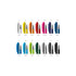 A collection of metal pens in various colours, featuring a sleek design and glossy finish, each with a branding logo.