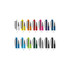 A selection of plastic pens in various colours, featuring a silver clip and branding on each pen.