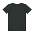 A dark green youth t-shirt with a simple design and a logo on the label. Short sleeves and a round neckline.