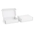 A white custom box with a locking lid, featuring one open and one closed box.