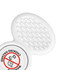 A white tactile fidget spinner with a textured surface and a circular base featuring a logo.