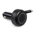 A black retractable car charger with a USB-C cable attachment and a built-in logo.