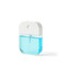 A 35ml spray sanitiser with a clear body and a white cap, filled with blue liquid. It features a logo on the top.