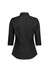 A black women's 3/4 sleeve shirt with a fitted design and buttoned cuffs. Features a collar and a back yoke with branding.