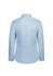 A light blue long sleeve women's shirt featuring a classic collar and button details on the sleeves, with a logo.