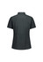A dark grey short sleeve shirt with a collar and a fitted design, featuring a logo.
