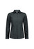 A long sleeve women's shirt in dark green, featuring a collared neckline and button-up front, with a subtle fit design.