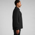 A black collared crew jumper displayed side-on, featuring long sleeves and a relaxed fit. It has a small logo.