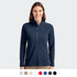 A half-zip women's top in navy blue, featuring long sleeves and a stylish design. Includes a branding logo.