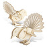 A wooden model of a fantail bird in natural colour, featuring intricate cut-out detailing and a three-dimensional design.