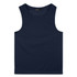 A navy blue men's sports tank top with a simple design and a logo. Ideal for athletic wear.