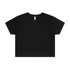 A black crop tee with a relaxed fit, featuring short sleeves and a rounded neckline. Includes a logo.