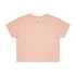 A cropped tee in a soft peach colour with a relaxed fit and short sleeves. It features a branding label.