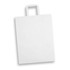 A white extra large flat handle paper bag with a simple design and a logo at the top.