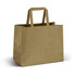 A medium flat handle paper bag in a natural brown colour with two sturdy handles. It features a logo but no text.