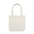 A cream tote bag with two shoulder straps and a simple design. The bag features a logo on one side.