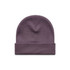 A purple cuff beanie featuring a snug fit and a rolled brim. It has a simple design with no visible logos.