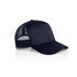 A black foam trucker cap featuring a mesh back and a solid front panel. The cap has a logo on it.