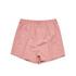 A pair of pink boxer shorts with an elastic waistband, featuring a simple, unadorned design.