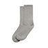 Two pairs of grey socks, featuring a classic design with a ribbed top and a smooth finish.