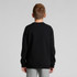 A black jumper for youth, featuring long sleeves and a simple design, seen from the back.