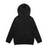 A black hoodie with a spacious hood and long sleeves, featuring a simple design and no visible logo.