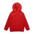 A red hoodie with a hood, featuring long sleeves and a simple design. The back is plain without any logos.