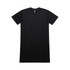 An oversized black dress with short sleeves, featuring a simple design and no visible decorations.