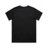 A black t-shirt with a classic fit, featuring a plain back design and no visible branding.