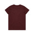 A maroon T-shirt featuring a plain back design and standard fit. Includes a logo on the tag.