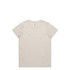 A plain beige t-shirt with a crew neck and short sleeves. It features a small logo on the inside tag.