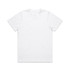 A white t-shirt with a classic crew neck design and short sleeves, featuring a logo.