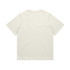 A cream-coloured t-shirt featuring short sleeves and a plain back design. It has a branding logo.