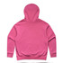 A pink hoodie featuring a spacious hood and long sleeves, has a minimalist design with no visible logos.
