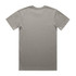 A plain grey organic cotton T-shirt featuring a back view. The shirt has a simple design and includes a logo.