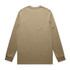 A long-sleeve T-shirt in a muted khaki shade, featuring a simple design and a rear view.