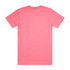 A vibrant pink work T-shirt featuring a simple design with a logo on the front.