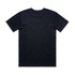 A black t-shirt featuring a simple design and no visible branding on the back.