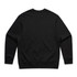 A black jumper with a simple design featuring long sleeves and a crew neck, displaying no visible branding.
