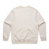 A cream-coloured jumper featuring a simple design and a ribbed hem. It has a logo on the back.